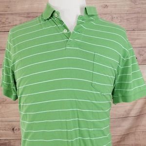 J CREW TAILORED FIT SHORT SLEEVE GREEN STRIPED POLO SHIRT MENS SIZE L LARGE